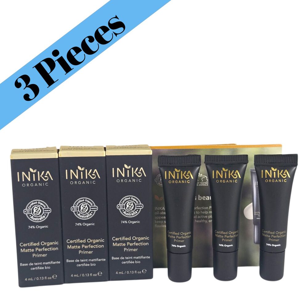 3 Pack Inika Organic Matte Perfection Primer 4ml / 0.13oz Each New In Box